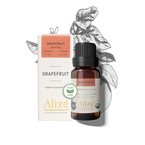 Organic Grapefruit Essential Oil, USDA Certified Organic 100% Natural & Pure Essential Oils for Diffusers for Home, Aromatherapy Oils, Diffuser Oils Scents, Energizing, 10ml-0.33 fl oz