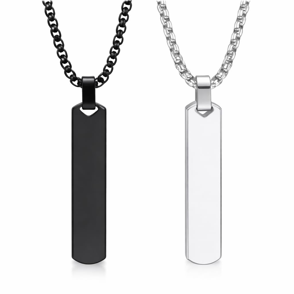 Bar Pendant for Men Set of 2 Combo Black Silver chain for Boys Boyfriend locket for Men, Necklace for Men Boy Stainless Steel Neck Chain, Mens Chains Fashion Long Stylish Neck Chains Hip hop-image-36