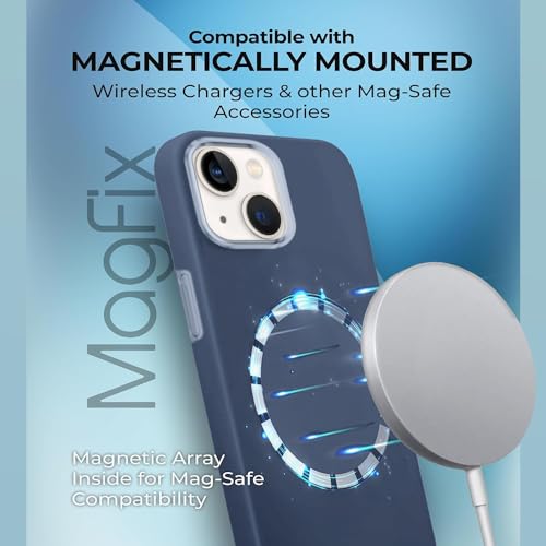 Image of iPhone 13 Silicone Magsafe Case | Shock Proof Design & Camera Protection | Premium Rubberised Apple iPhone 13 Cover (Microfiber Lining) | Ultra Smooth Silicone - Navy Blue