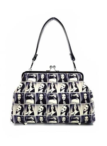 Gothic Ghoul Girl Large Kisslock Purse - Vampira Morticia Addams Lily Munster Bride of Frankenstein (Adjustable Crossbody Strap)