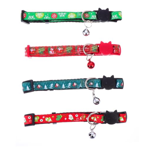 Collar Navideño para Perros y Gatos ajustables con cascabeles pack de 4 piezas 2
