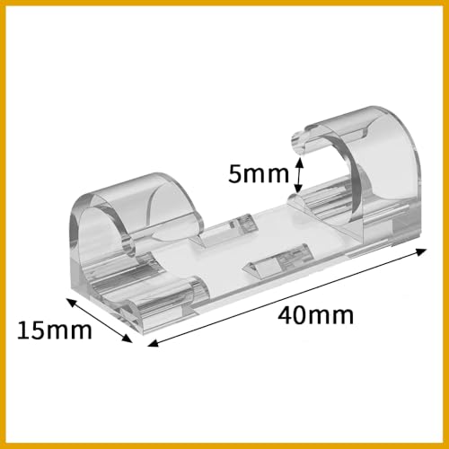 Image of Cable Clips for Wire Management on Wall | Self-Adhesive Wire Organizer Clips for Wall Desk Office Home | Heavy Duty Cable Clips for Laptop Computer (Transparent-40 Pcs)