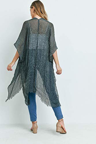 Image of RIAH FASHION Bohemian Sequin Glitter Shawl Wrap Poncho - Kimono Cardigan, Sparkly Metallic Mesh Scarf, Open Knit Crochet