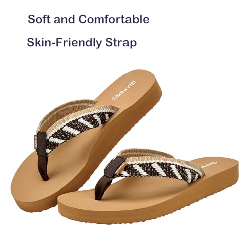 Ampeo Women's Arch Support Flip Flops Comfortable Casual Summer Beach Thong Sandals