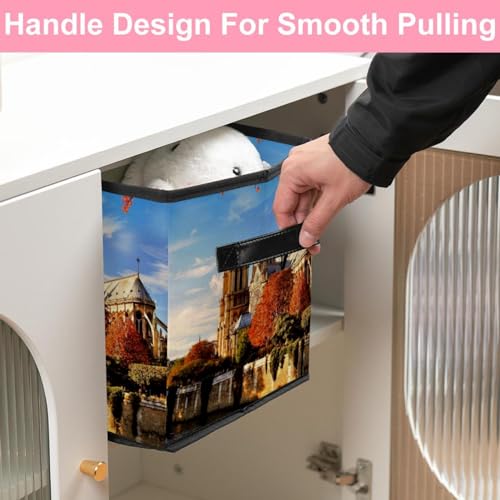Boîte de rangement maison cube en tissu avec poignées intégrées pour chambre