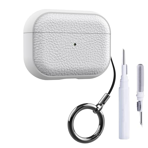 Image of YODI Case Cover for Airpods Pro|Pro 2|Airpods Pro 3|Airpods 4 Pouch, Silicone Cases with Cleaner Kit 360 Drop Protection,Shock-Resistant ((Leather-White), Airpods 4)