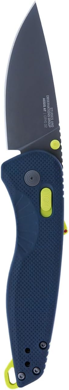 SOG Aegis AT Ambidextrous Outdoor Pocket Easy to Carry Folding Knives | CRYO D2 Stainless Steel Blade | AT-XR Lock Indigo/Acid