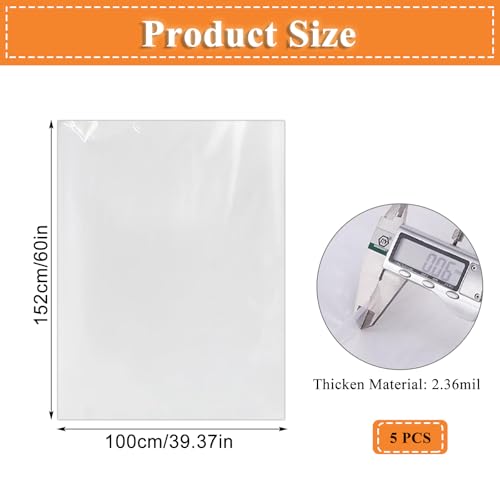 Bolsas de almacenamiento transparentes de plástico resistente en pack de 5 unidades de 40x60 3