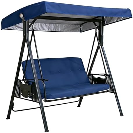 75 inch Replacement Canopy for Swing Seat 2 3 Seater, Patio Swing Canopy Replacement, Sunscreen Hammock Cover Top Garden Outdoor, Waterproof Patio Swing Canopy Top Cover, Beige (Blue-75x47'')