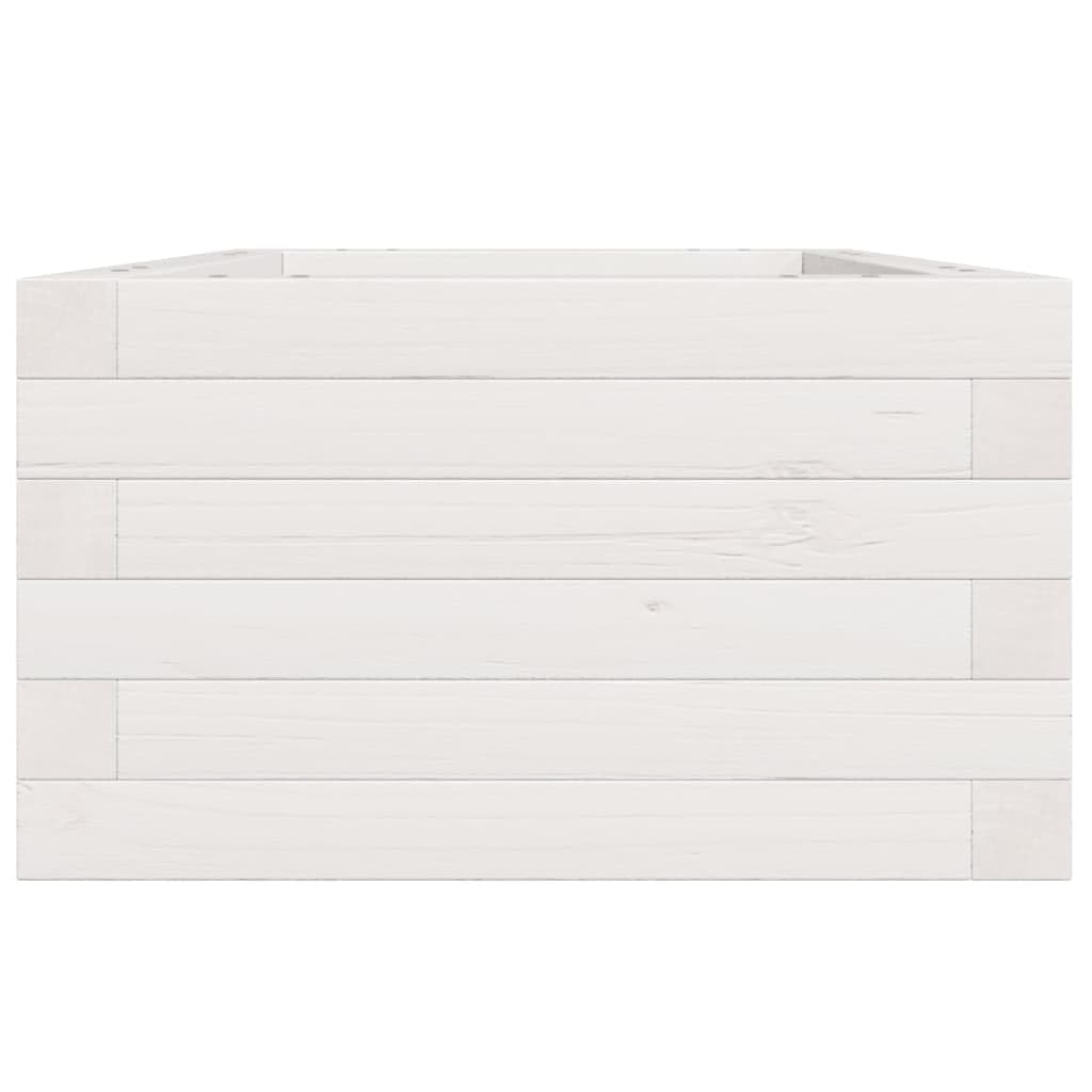 Pflanzkübel Weiß aus massivem Kiefernholz 40x40x23 cm Blumenkasten für Garten Balkon Hochbeet mit offenem Boden zur optimalen Entwässerung und Pflanzenpflege