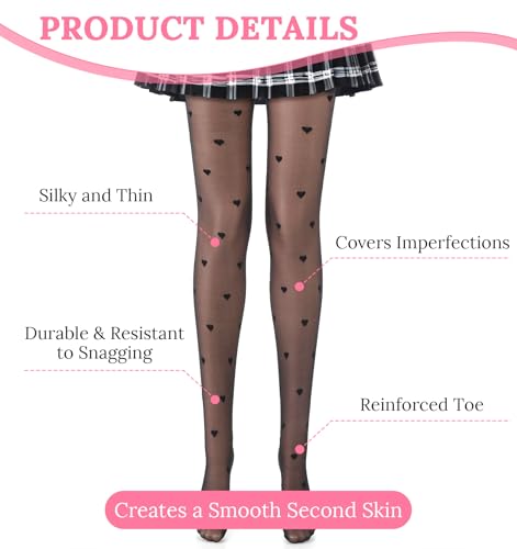 Black Pattern Tights, Resistant to Snagging Patterned Decorative Tights, Smooth Black Stockings with Design2