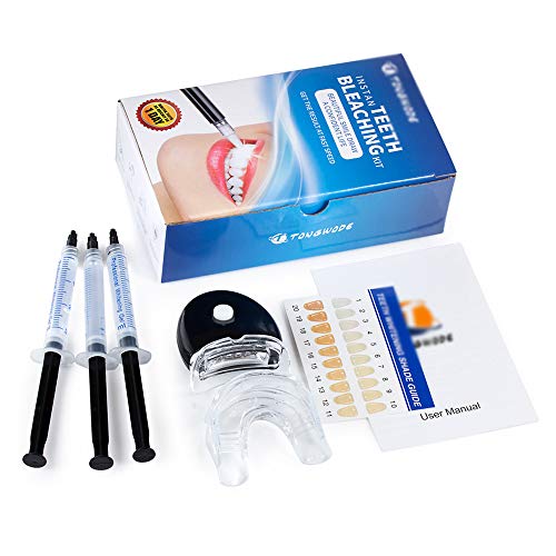 Teeth Whitening Kit with LED Light, 10 Minute Fast-Result Teeth Whitening Light, Carbamide Peroxide Teeth Whitener with 3 Non-Sensitive Teeth Whitening Gel to Removes Teeth Stain, Mouth Tray Included,