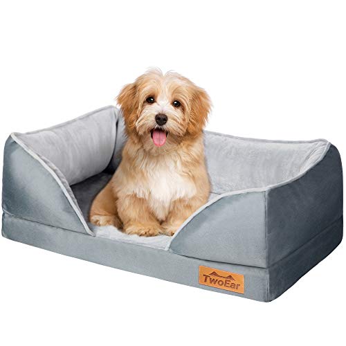 Twoear Dog Bed Memory Foam, Orthopedic Dog Bed Sofa Couch, Calming Dog Bed, Machine Washable With Removable Cover, With Firm Pillow, For Small Medium Dogs Cats Up To 110Lb (Small(24 * 16"), Black) #TOP11
