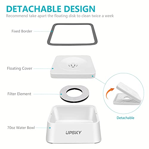 Image of UPSKY Dog Water Bowl Upgrade 70oz Large Capacity No Spill Slow Feeder Vehicle Carried 2L Pet Water Dispenser Travel Bowl for Dogs, Cats