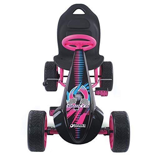 Hauck Sirocco - Racing Go Kart | Pedal Car | Low Profile Rubber Tires | Pedal Power Auto-Clutch Free-Ride | Adjustable Seat - Pink #TOP5