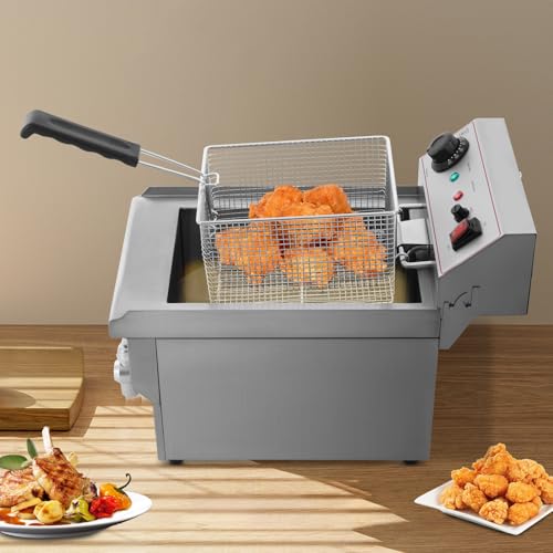 Huile Friteuse Electrique, Deep Fryer, Friteuse, Friteuse, Friteuse Acier Inoxydable 3000W 8L avec Panier, Contrôle de la Température 60-200℃, pour Friture de Frites Poulet Ailes Légumes – Image 5