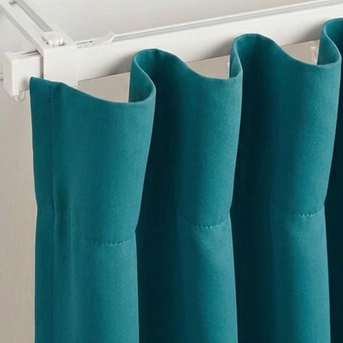 Image of FRESH FROM LOOM 9 ft Non-Ring Curtains | S-Wave Pleat | Premium Door Parda | Light Block Blackout Parde | Door Non-Ring Curtains | S-Wave Pleat (Teal | 9 Feet, 1pc Only)