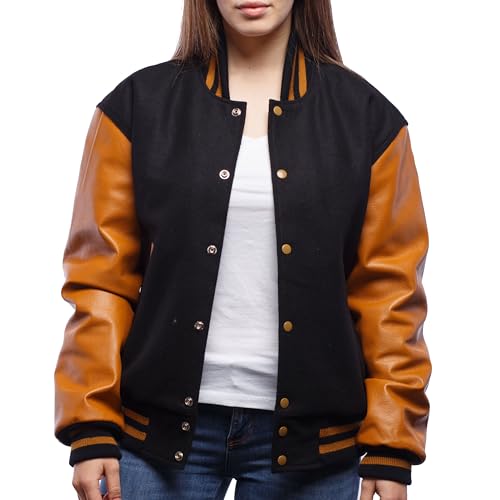 Image of Varsity Base Letterman Jacket (16 Color Options) S to 5XL (Wool, Leather Sleeves)