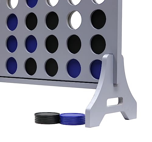 Image of Giant 4 in a Row Game for Family & Adults - Tailgating Pros Jumbo Grey Wooden Four in a Row Indoor & Outdoor Yard Game for Family Party Fun, Portable Activities for Patio, Backyard, and Camping