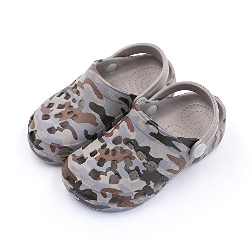 ETERNITY J. Kid's Clog Slide Sandals Garden Slip On Water Shoes Children Slide Beach Pool Shower Slippers Mules for Toddlers Boys Girls (Camouflage Grey, Numeric_1_Point_5)