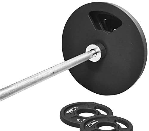 Signature Fitness Cast Iron Olympic 2-Inch Weight Plates Including 7Ft Olympic Barbell, 325-Pound Set (280 Pounds Plates + 45 Pounds Barbell), Multiple Packages, Style #7 #TOP3