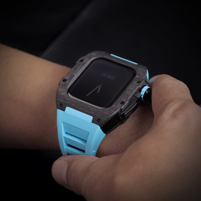 Kit bracelet Apple Watch 8 7 45 mm caoutchouc fluoré avec coque fibre de carbone - 5