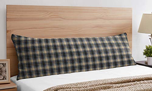 Image of Sweet Jojo Designs Blue and Tan Woodland Plaid Flannel Body Pillow Case Cover for Rustic Patch Collection (Pillow Not Included)