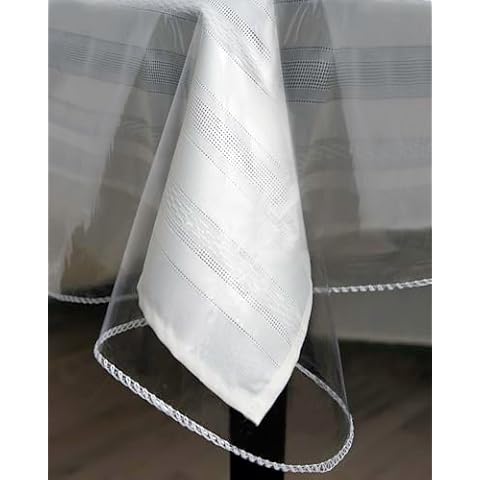 BRODER MFG. INC. Tablecloth Protector Crystal Clear Vinyl (52"x70" Oblong) | Thick, Durable Clear Table/Tablecloth Protector | Perfect for Parties, Special Occasions, Gatherings, and Everyday Use Cover