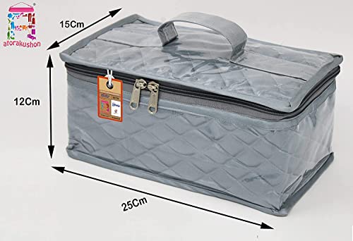 Satin Makeup Jewellery Kit Organizer Locker Box Pouch for Necklaces Earring Ring Cosmetic Travel Storage Case for Women Girls Wedding Gift Grey4