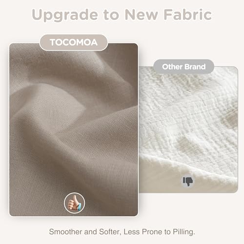 Image of TOCOMOA Muslin Duvet Cover 100% Cotton Like Linen Texture Breathable Soft Comfy 3-Piece Taupe Comforter Cover Bedding Set (King 104 inchx90 inch, Comforter Not Included)