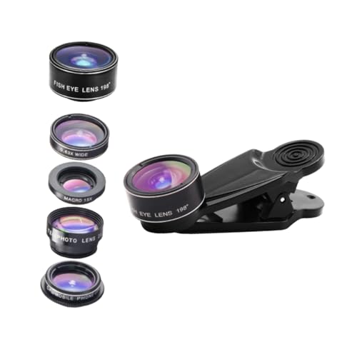 SMASOLO Kit Obiettivi Fotocamera Smartphone in Lente Fish-eye Super Grandangolare Macro Teleconverter e Cpl Polarizzatore per Foto e Video Professionali