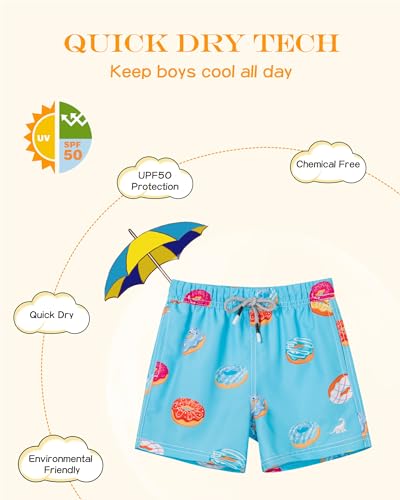 Image of SURF CUZ Surfcuz Little Boys Swim Trunks UPF 50+ Toddler Beach Shorts Swimsuit Kids Quick Dry Swimwear