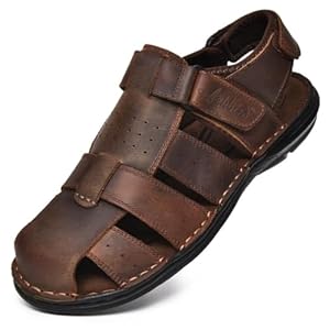 Arkbird-Mens-Sandals-Closed-Toe-Leather-Fisherman-Outdoor-Hiking-Sport-Shoes-Summer