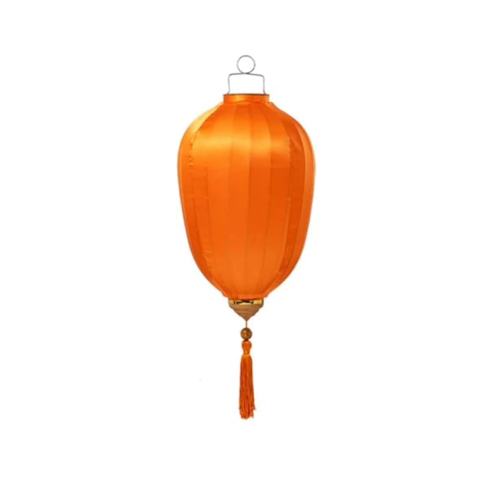 Lanterna di Seta Orientale, Farol Oval Silk Lantern Solid Color Hanging Lantern Winter Melon-Shaped Satin Lantern Oriental Japanese/Vietnamese Cloth Lantern(Orange,14 inch)