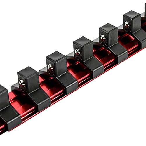 Ares 70202-3/8-Inch Drive Red Aluminum Socket Organizer - Store Up To 16 Sockets And Keep Your Tool Box Organized - Sockets Will Not Fall Off This Rail #TOP6