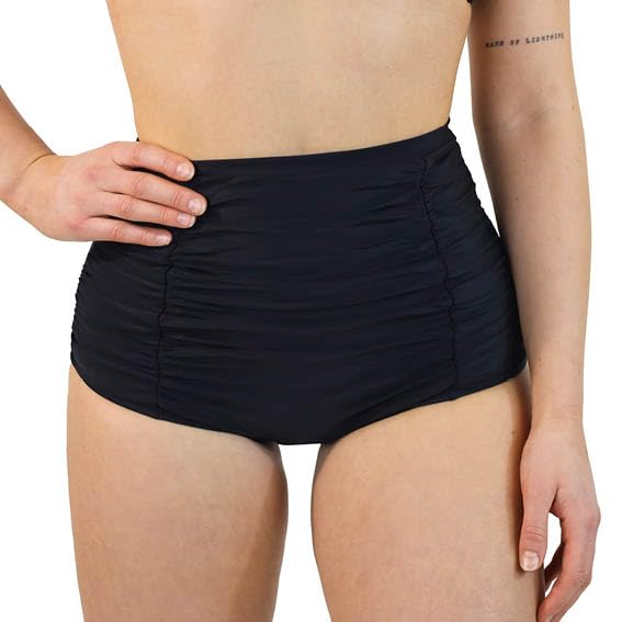 MYLILY Braguita de Bikini Mujer con Fruncidos negra | Braguita de Bikini Cintura Alta | Braguita de Bikini Mujer Control de Barriga | Bikini con Efecto Moldeador