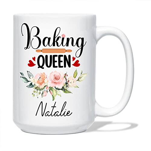 Personalized Baking Queen Mug, Customized Name Baker Gifts, Baking Gifts, Baker Coffee Cup For Birthday, Baker Coffee Mug Gifts For Baker, Baker Appreciation, Baker Mug, White 11oz Or 15oz