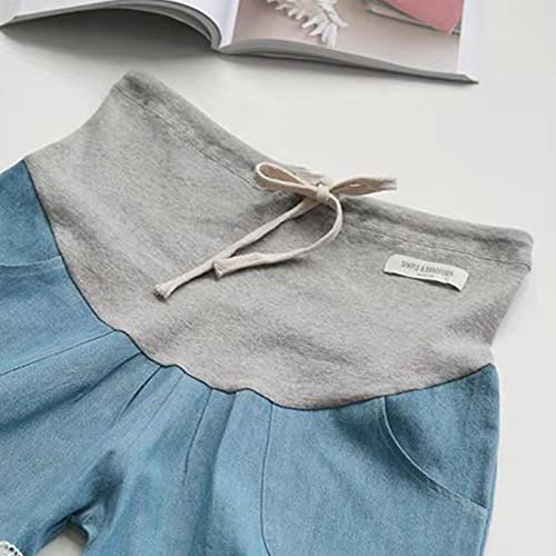 Shorts de maternidade, shorts jeans de gravidez, elástico fino na moda para mulheres grávidas (M)