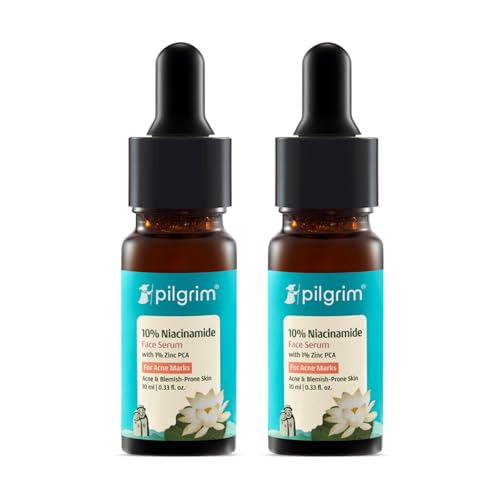 Image of Pilgrim 10% Niacinamide Face Serum For Acne Marks 10ml (Pack of 2) | Fades Blemishes & Dark Spots | Oil Control | Brightens & Evens Skin Tone | All Skin Types | Women & Men