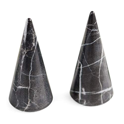 craft monkees Ring Holder Cone Genuine Marble Polished| Ring Jewelry Display Stand (Black marble, 2)