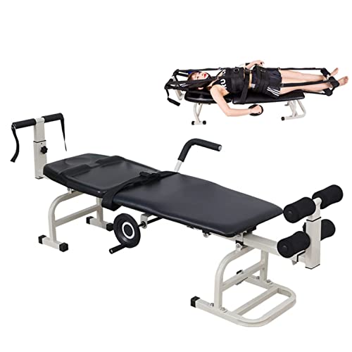 Traktionsbett, Klappmassagebett, Wirbel-Lendenwirbelsäulen-Massagetisch, Multifunktionsgerät für die Dehnungstherapie der Hals- und Lendenwirbelsäule, für Physiotherapie,Grün (Schwarz)