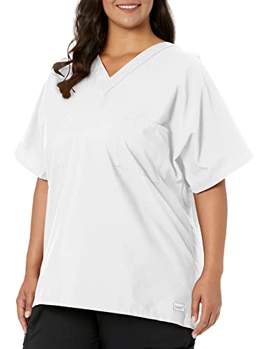 Landau Essentials Unisex Relaxed Fit 1-Pocket V-Neck Scrub Top 7502 White