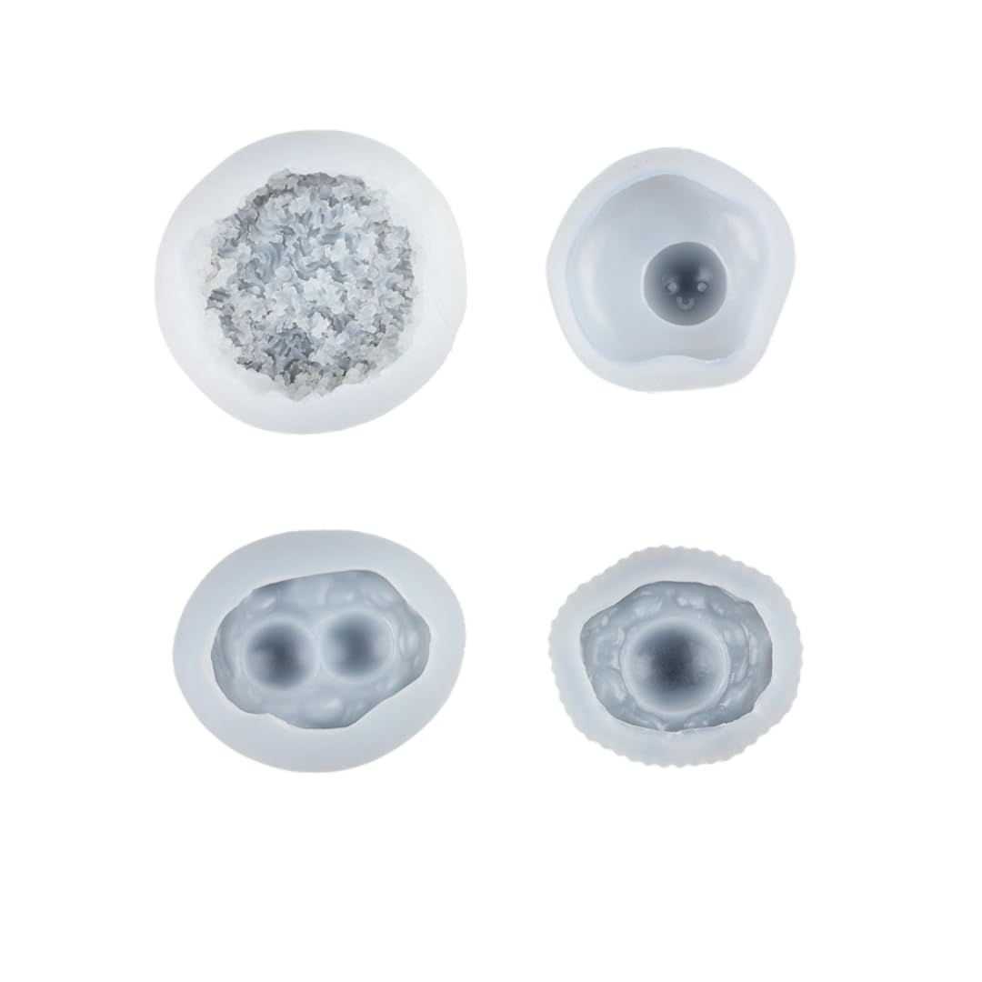 Fondant Molds 4Pcs Scented Candle Silicone Mold Poached Egg Bubble Noodles Double Yolk Egg Cake Chocolate Mousse Fudge Wax Bottle Sugar Mold Clear