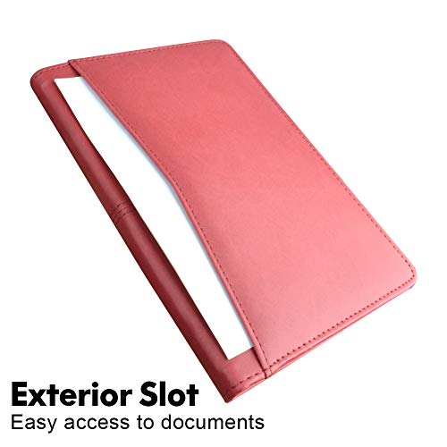 Dakx Padfolio For Women, Zippered Business Portfolio, Leather Padfolio Portfolio Binder 5.3 X 8 Inch Writing Pad, Red #TOP3