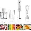 Cordless Hand Blender, UTALENT Variable Speed Immersion Blender Rechargeable, with 500ml Chopper, 600ml container, Egg Whisk, for Smoothies, Baby Food and Soups White
