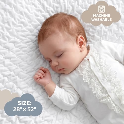 Image of PAULATO BY GA.I.CO Waterproof Crib Mattress Protector - Absorbent Mattress Cover for Toddler & Baby - 28x52 Soft Noiseless Hypoallergenic Machine Washable - Protector with Deep Elastic Skirt