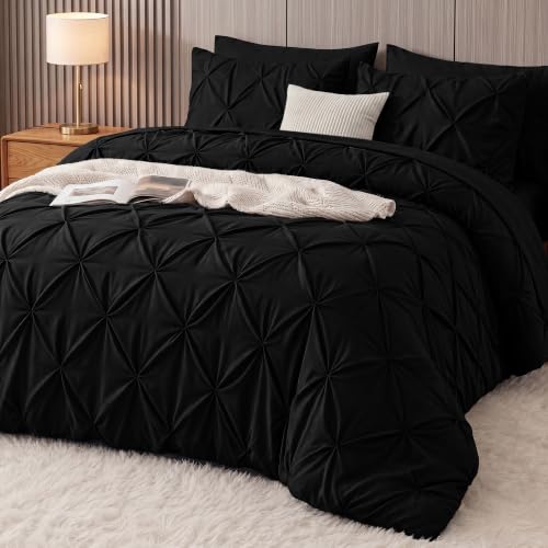 Utopia Bedding 7 Pc Pintuck King Comforter Set, 102 x 90 Inches, Black