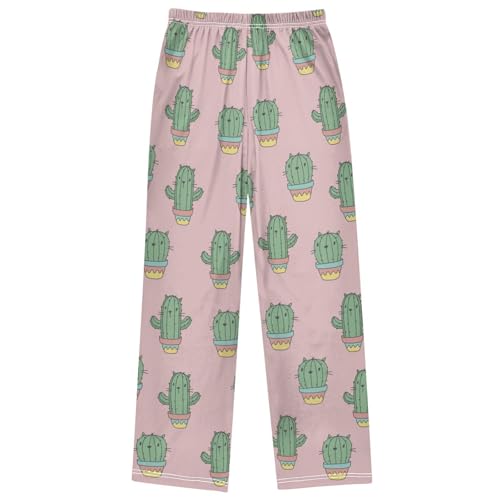 Boy's Lounge Pants Cartoon Cactus Cat Cool Print Kids Jogger Pants Elastic Waist Long Bottoms with Pockets 6-14 Y 7