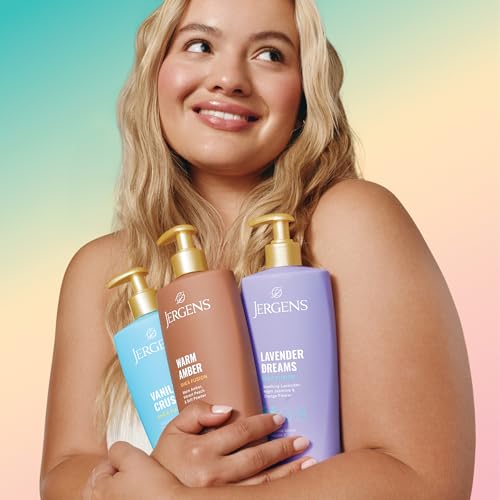 Image of Jergens Shea Fusion Body Lotion, Warm Amber Scented, Dry Skin, 14 fl oz | Shea Butter & Vitamin E Moisturizer, 24-Hour Hydration, Warm Amber Fragrance, Dry Skin Relief, Women's Daily Lotion