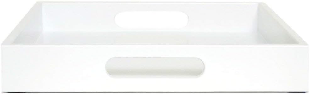 White Ottoman Coffee Table Serving Tray with Handles Medium to Extra Large Oversize